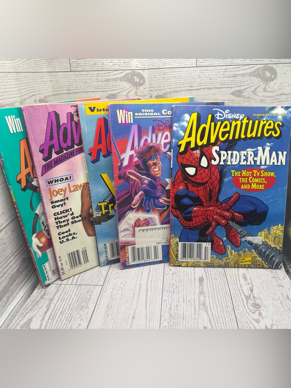 VTG 90s Disney Adventures Magazines Lot 5 Spider-Man, Shaq, X-Men, Joey Lawrence